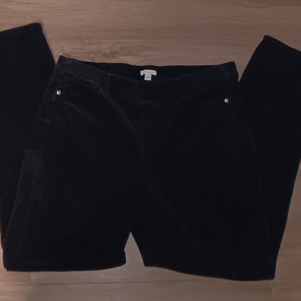 J Jill Womens Cordeuroy Pull On Stretch Pants Black Large